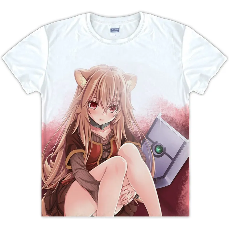 

Anime The Rising of the Shield Hero Raphtalia T-shirt Short Sleeve Clothes Unisex White Tee Top Summer Polyester Shirt S-3XL