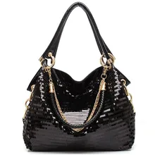 Frauen umhängetasche Frauen Handtasche Leder Glisten Pu-leder Schulter paket umhängetasche Tote Kühlen Pailletten Taschen