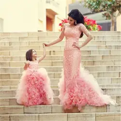 Новинка 2019 года, Платья с цветочным узором для девочек, розовые платья для первого причастия для девочек, бальное платье с облаками и