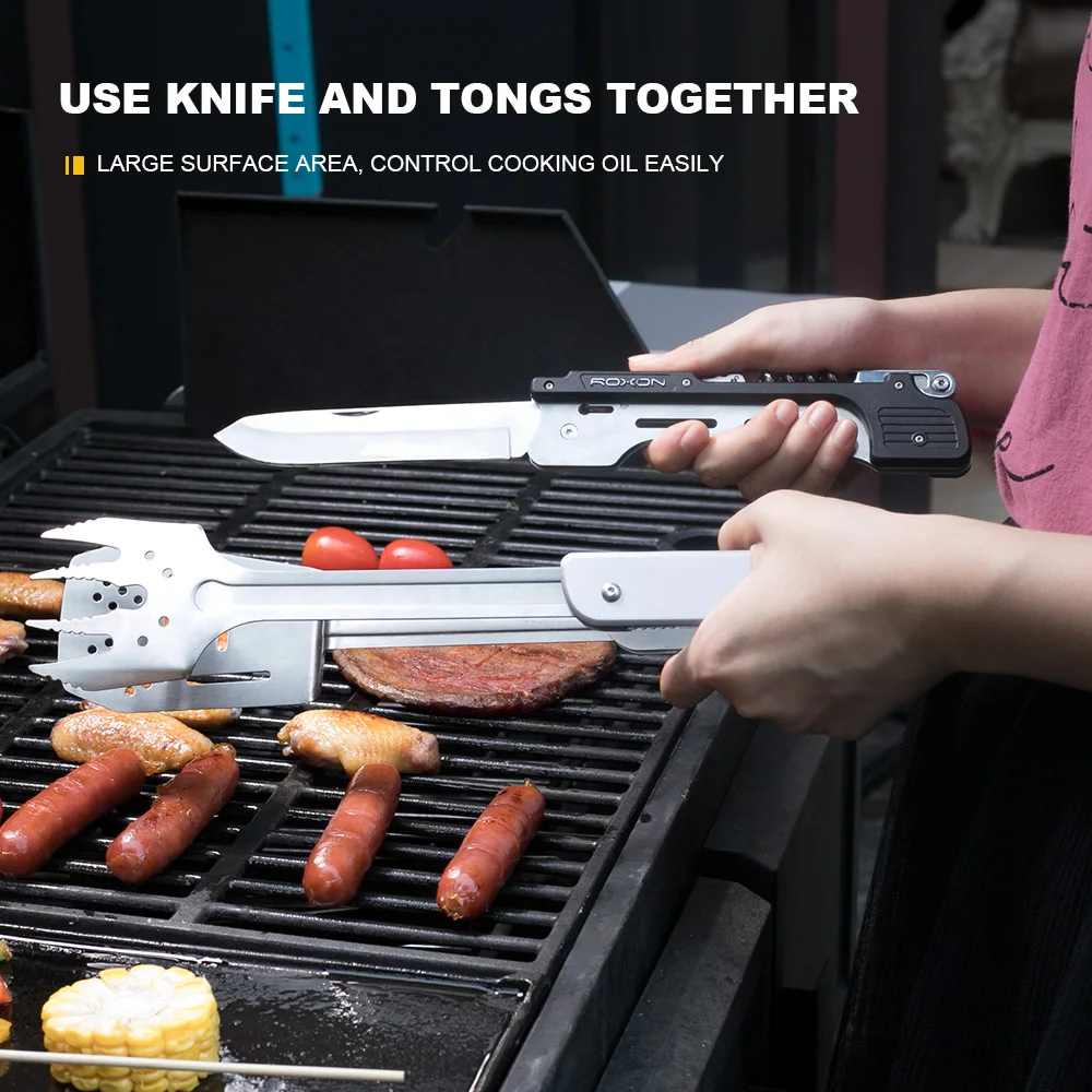Roxon multiherramienta de Camping al aire libre herramientas de la cocina EDC Kit de acero inoxidable barbacoa parrilla conjunto de herramientas de Cocina Barbacoa cuchillo tenedor cuchara