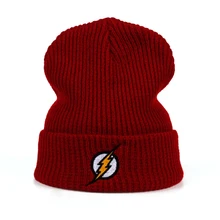 Зимняя шапка бини Skullies вязаная шапка Flash Hero Barry Allen вязаная зимняя шапка теплая хип-хоп шапка унисекс подростковые шляпы