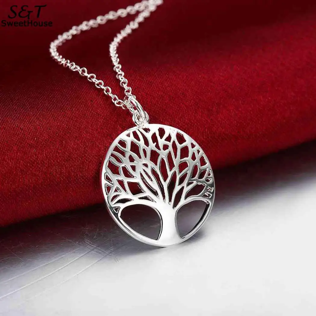 

FANALA 2018 New Women Necklace Pendant Jerwely Wishing Tree Shape Hollow Out Necklace