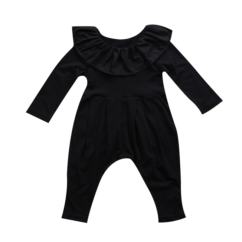 

Baby Little Girl Black Long Sleeve Romper Infant Baby Girl Jumpsuit One-piece Baby Clothes Newborn Girl's Wear Babies Rompers