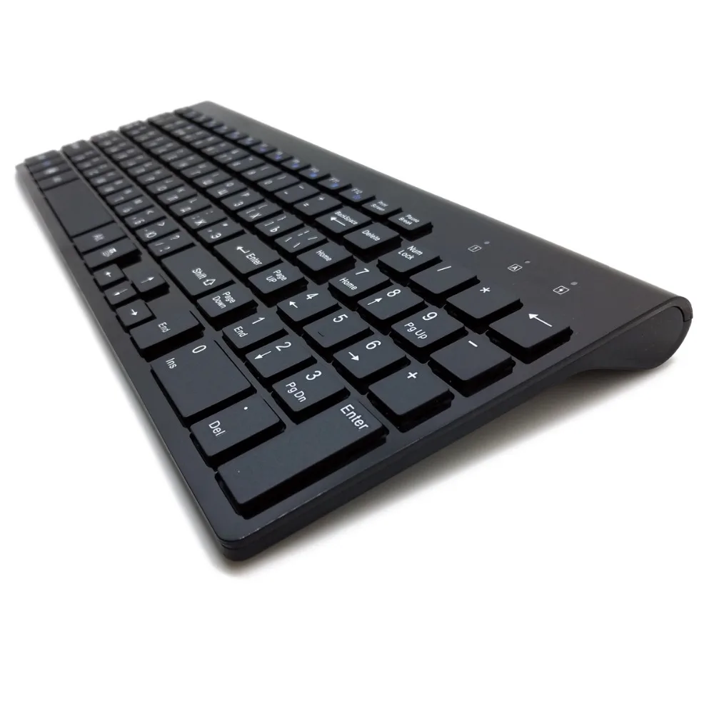 Russische Tastatur Ultra Dünne 101 Schlüssel 2,4g Wireless Stumm Tastatur Teclado Gamer für Mac Win XP 7 10 android TV Box Kaufen