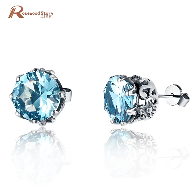 925 Sterling Silver Stud Earring Fashion bijoux Vintage Punk Created Sapphire Ruby Garnet Earring for Women Wedding Love Jewelry 925 Sterling Silver Stud Earring Fashion bijoux Vintage Punk Created Sapphire Ruby Garnet Earring for Women Wedding Love Jewelry