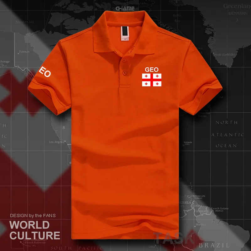 Джорджия поло рубашки мужские короткий рукав белые бренды с принтом для страны хлопок Национальный флаг команда Новая мода GEO грузинский - Цвет: polo-orange