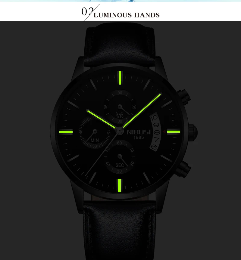 Relogio Masculino Esportivo NIBOSI Men's Watches Are Fashionable With Leather Strap And Mesh Stainless Steel Military Sport Saat (6)