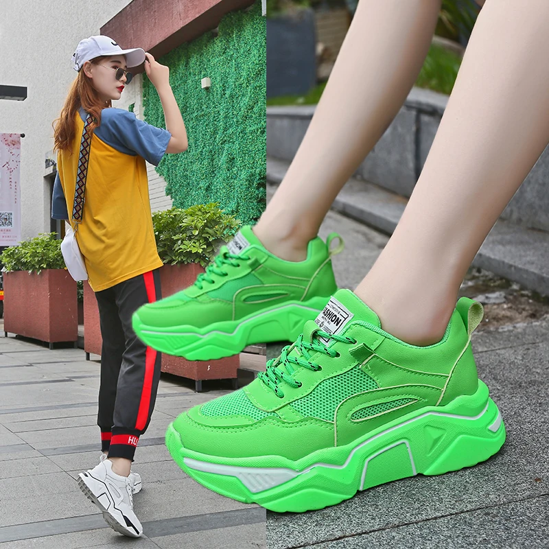 

2019 Spring Fashion Casual Shoes Women Thick Heel Lace Up Platform Sneakers Female Wedge Ladies Spring Autumn Creepers Shoes