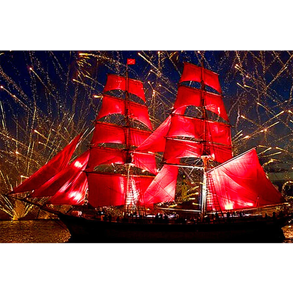 

LI LOYE Full Round Drill 5D DIY Diamond Painting Fireworks sailboat Diamond Embroidery Cross Stitch Rhinestone Mosaic icon RT812