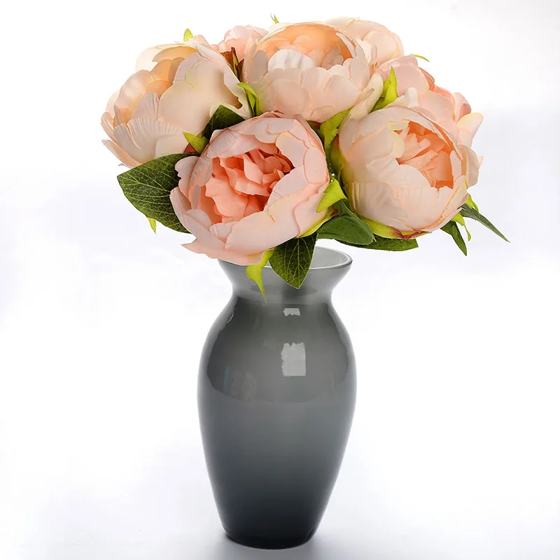 artificial flowers pink peonies roses wedding bouquet  (5)