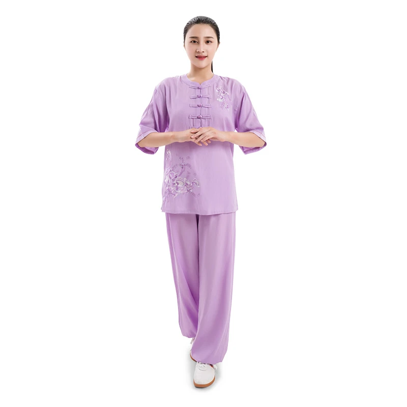

2019 summer custom made womens girls tai kung fu clothing embroidery taiji wushu suits with mantillas three pieces set