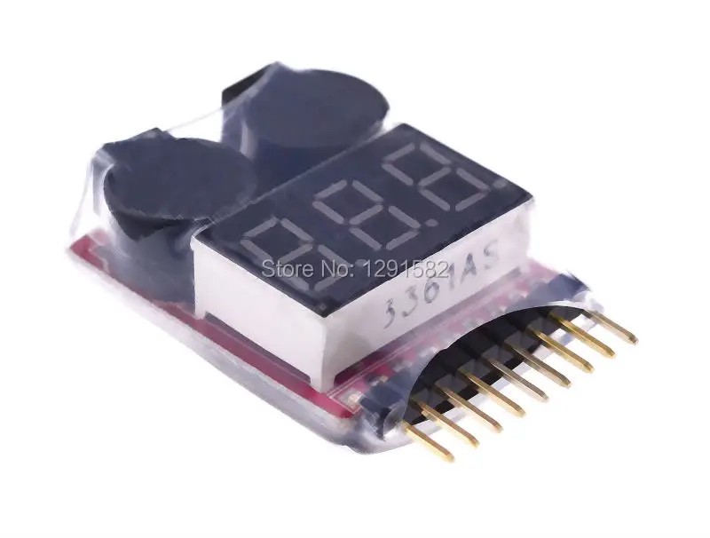 

2 IN1 Tester Low Voltage Buzzer Alarm 1-8S Lipo Li-on Fe RC Helicopter Airplane Boat Battery Digital Voltage Meter Monitor