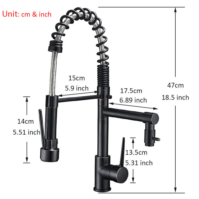 Blackened Spring Kitchen Faucet Pull Out 360 Rotation Side Sprayer
