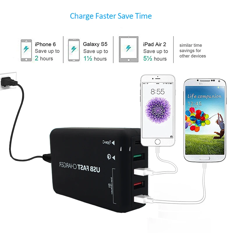 INGMAYA Quick Charge 3,0 USB зарядное устройство 5 портов 6A type C зарядная станция для iPhone iPad samsung huawei Xiaomi LG sony адаптер переменного тока