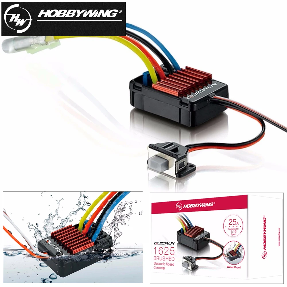 En Ligne 1 pcs Hobbywing QuicRun 1625 25A Brossé ESC Électronique ESC Pour 110 118 116 RC Voiture
