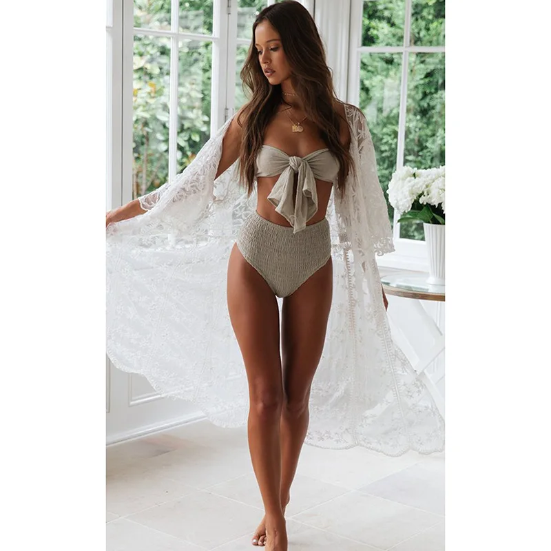 Длинный кардиган Boho элегантная пляжная одежда во французском стиле длинная