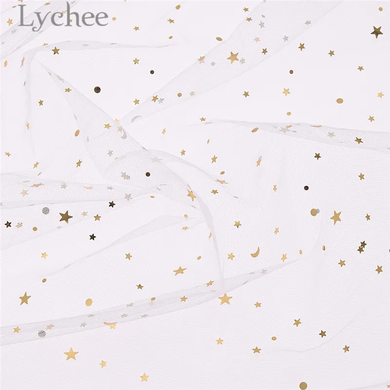 Lychee 50 см x 150 Звезда Луна Марля ткань Высокое качество сетчатая для шитья Сделай