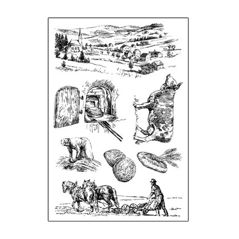 

New Buffalo Farming Transparent Clear Stamps Silicone Seal for DIY Scrapbooking Card Making Photo Album Decor Supplies Crafts