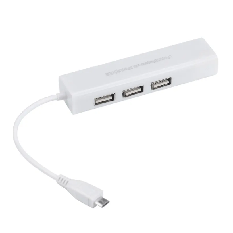 Micro USB к сети LAN Ethernet RJ45 адаптер с 3 Порты и разъёмы USB 2,0 хаб адаптер Прямая поставка 0925