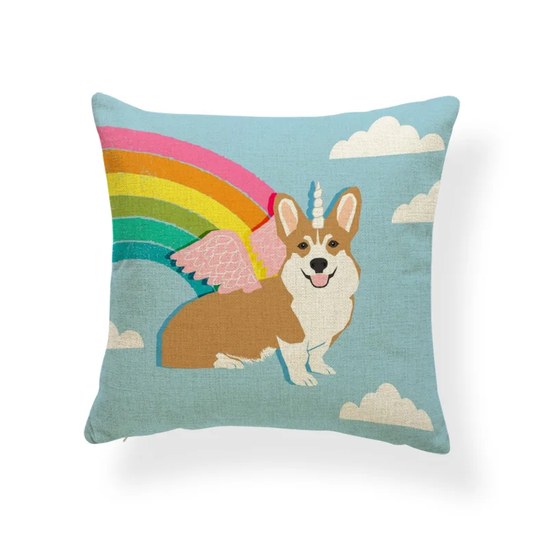 Corgi Pink Anchor Cushion Cover Flower Tulip Bird Stripe Pillows