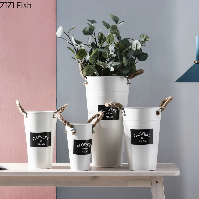 

American Style Metal Iron Vase Flower Pot Window Decoration Vase Modern Home Decoration Accessories Floor Vase