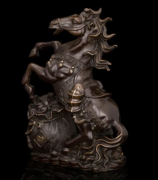 

Copper decoration Fine Buddha Brass Chinese Zodiac Antique Bronze Money standing Horses Statue Fengshui Fortune China Antique