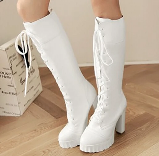 knee high platform combat boots