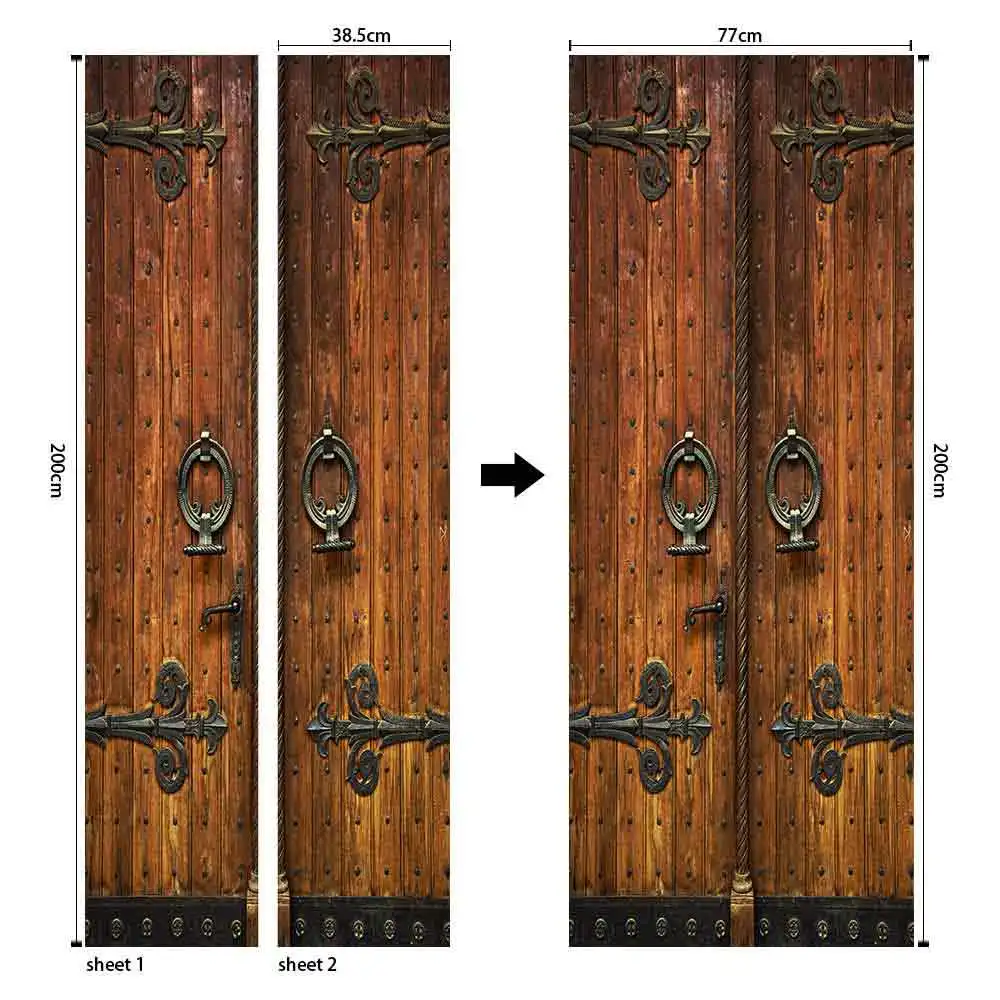 Хорошее качество старый эффект Ретро деревянная дверь стикер водонепроницаемый ПВХ дверь наклейка s имитация 3D наклейка Прямая