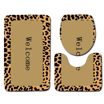 

3pcs/set Welcome Bathroom Toilet Mat Flannel Printing and Dyeing Bathroom Rug Water-absorbing Non-slip Bath Mats Doormat