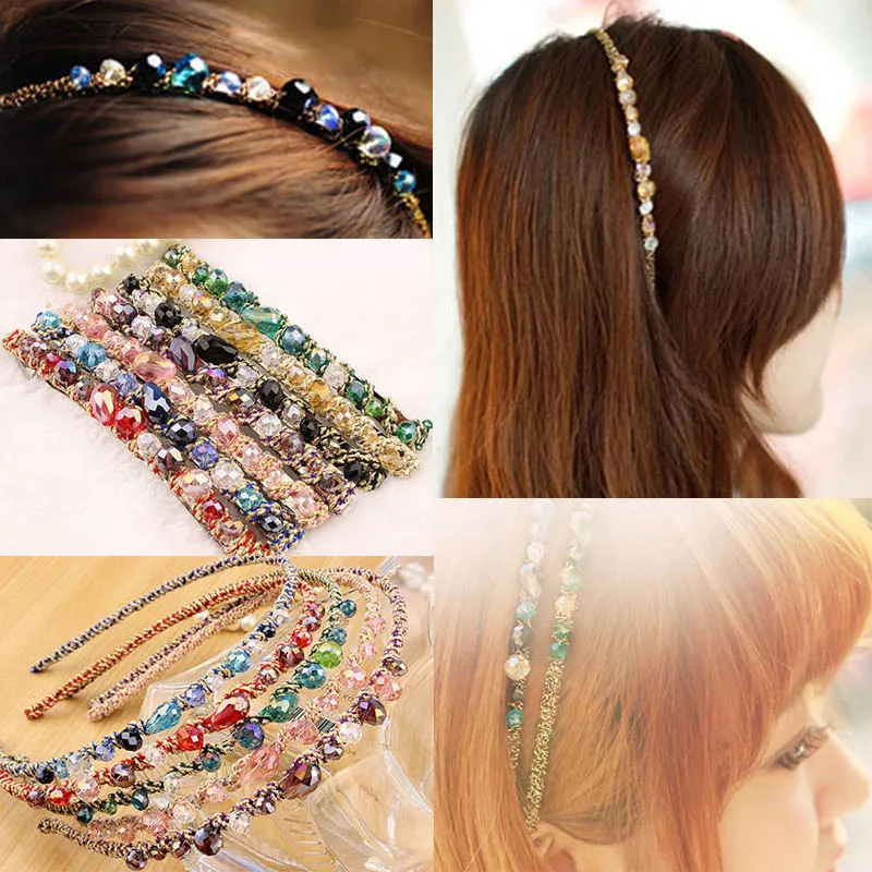 

Colorful Crystal Hairbands For Women Hair Clips Gold Thread Weave Irregular Shin Diamond Headband Girl Crystal Hair Hoop Hairpin