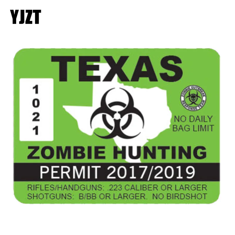 Kopen YJZT 13.1 CM * 10.2 CM Lnterest Auto Sticker TEXAS ZOMBIE JACHT VERGUNNING Reflecterende Motorfiets Onderdelen C1 7182