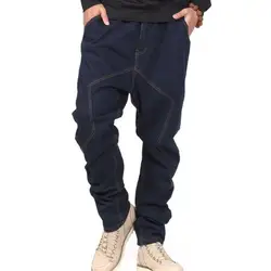 Мешковатые джинсы Для мужчин хип-хоп Уличная скейтбордист джинсовые штаны Для мужчин; свободная посадка плюс Размеры хип-хоп джинсы SHIERXI