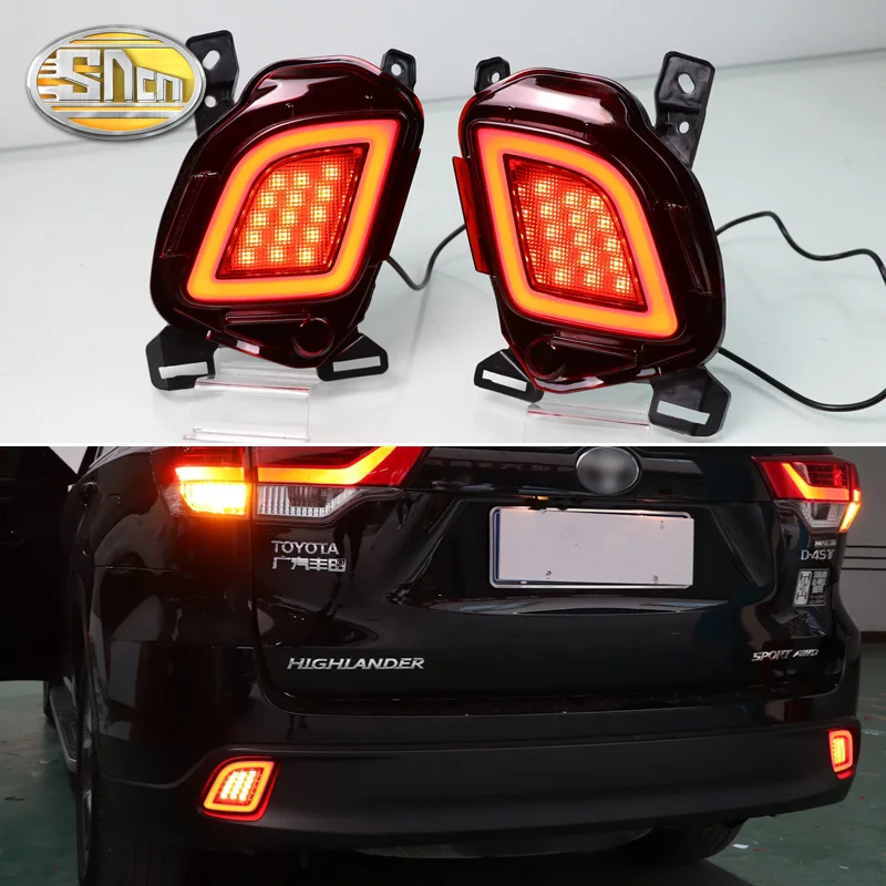 2PCS For Toyota Highlander 2015 2016 2017 2018 Multi functions LED Rear Bumper Light Fog font