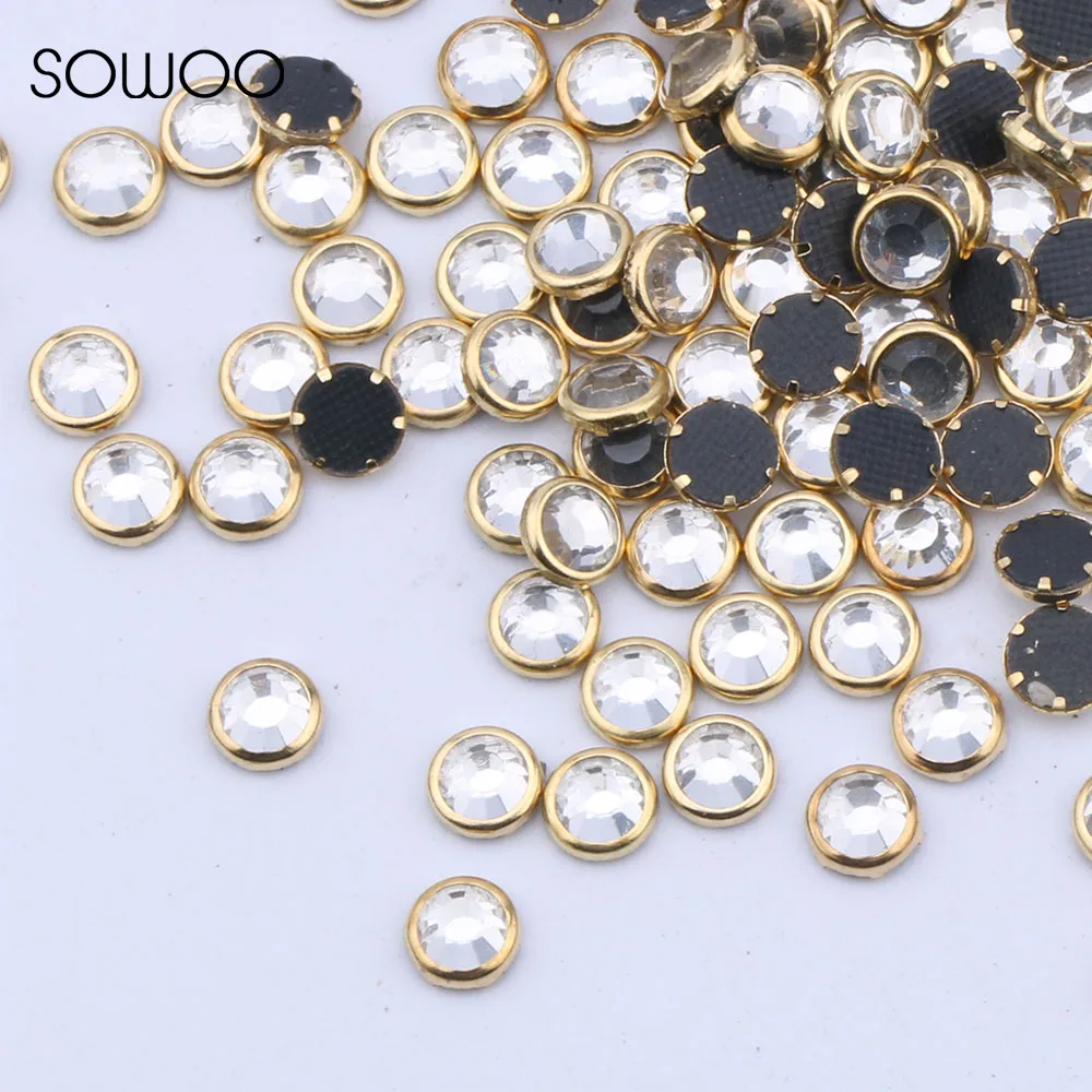 

1440pcs/lot DMC Hotfix Rhinestone ss20 5mm Crystal Aluminum rim Hot Fix stones With Glue for dress