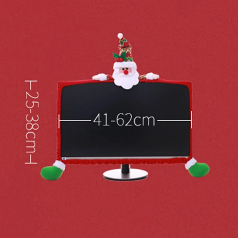 new style Christmas decoration Christmas computer screen set Three-dimensional cartoon computer cover