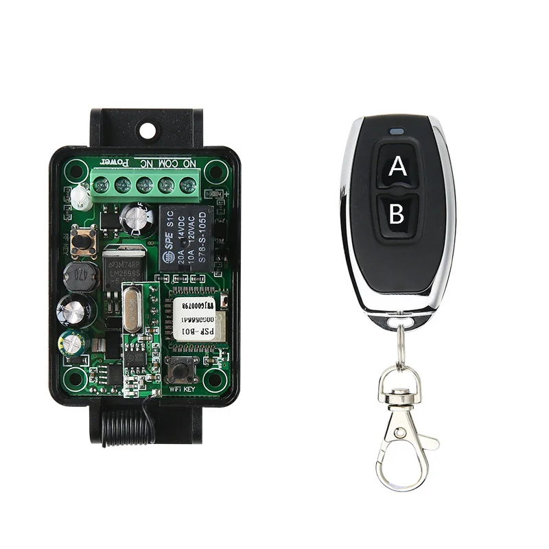 

Wifi Remote Switch 1CH DC 7-36V 10A Smart Home Relay Module 433Mhz Receiver Support Alexa app Voice Control Support Jog Lock