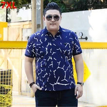 Летняя мужская деловая Повседневная рубашка поло с принтом размера плюс, большой размер 7XL, Мужская рубашка поло большого размера, 6XL, 5XL, 4XL, 3XL