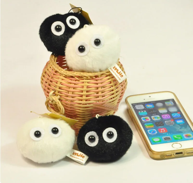 1 шт. выбор цвета Kawaii Mini 6 см белый Тоторо + черный пылесборник плюшевая мягкая