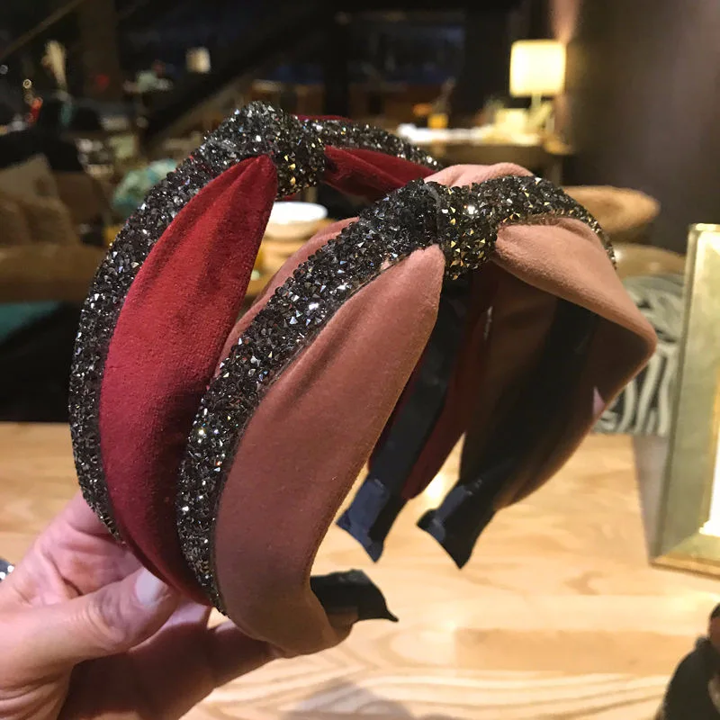 

High Grade vevlt Cross Rhinestone Hairbands Fashion Wide Hoop Headband Hair Accessries for Women Girls Boutique Headdress
