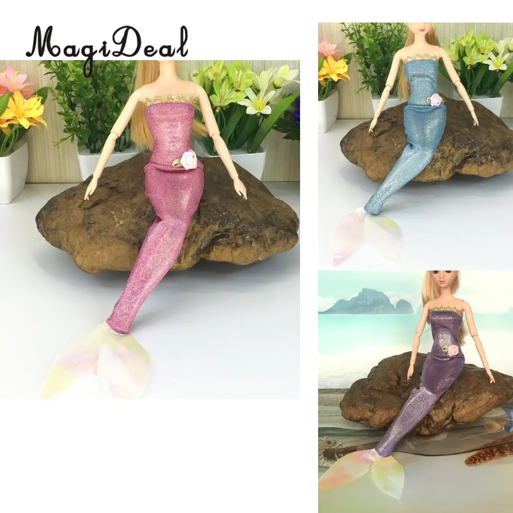 Pretty Strapless Mermaid Dress Princess Skirt for   Doll Clothes Accessories