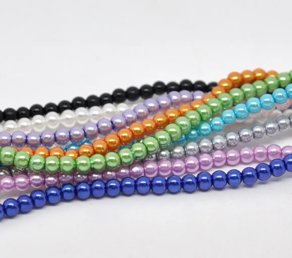 

DoreenBeads 10 Strands Color Mixed at Random Round Glass imitation Pearl 4mm Beads 82cm (B14323), yiwu