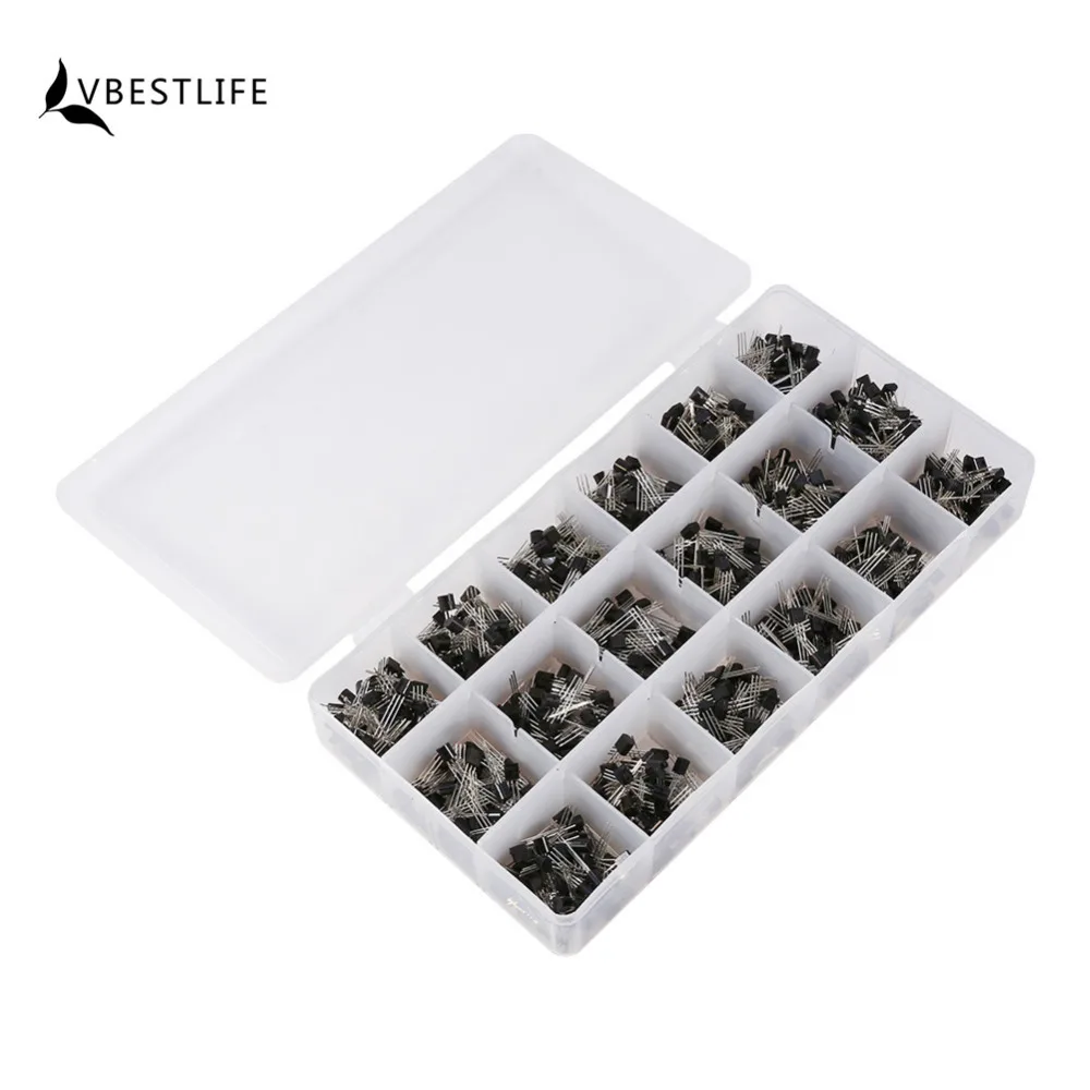 

VBESTLIFE 1 Set 900Pcs Transistor Mixed Transistors Electronic Components Assortment Transistor Kit A1015-2N5551 18 Types