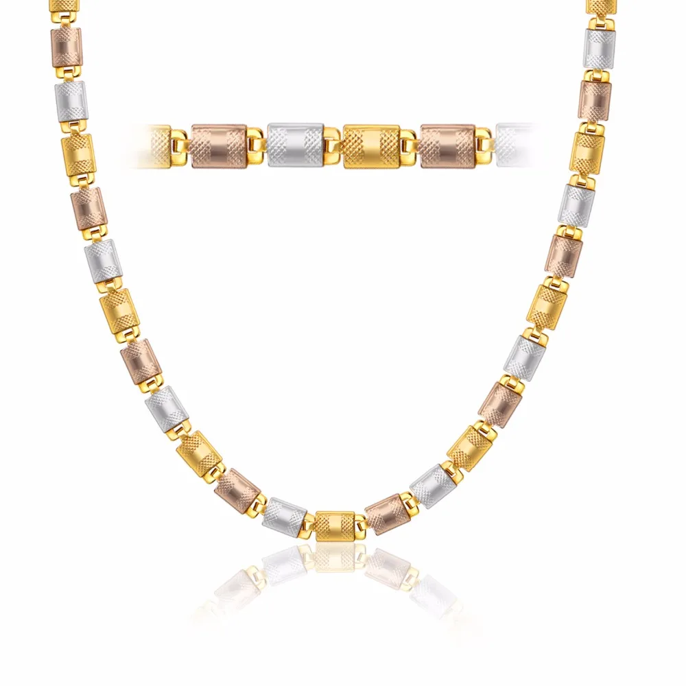 New Fashion GoldRose Gold Tri Color Gold Necklace Profile Appearance
