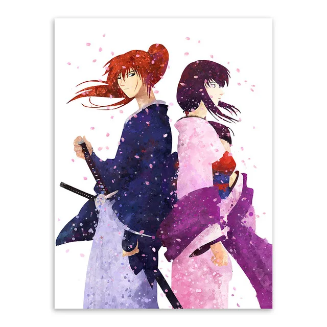 AtFipan Top-rated Modular Poster Pop Japanese Anime Movie Rurouni Kenshin Canvas Painting On The Wall Pictures For Living Room | Дом и сад