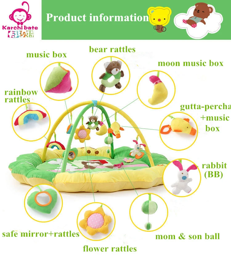 Медведь Кролик Утка музыка мягкий детский игровой коврик Одеяло Твин фитнес-рамка Развивающие детские игрушки ползать детский спортивный