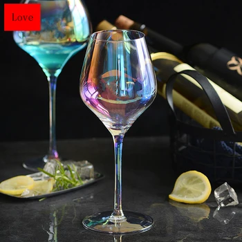 

High quality Lead-free Rainbow Crystal Red Wine Glass Creative goblet handmade cocktail glass Drinking Cup Party Supplies Drink
