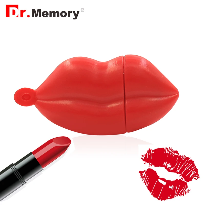 

Fashion USB Flash Drives 64GB Sexy Red Lip Cute Pendrive 32GB Personalized Full Capacity 16GB Memory Stick U Disk Creative Gifts