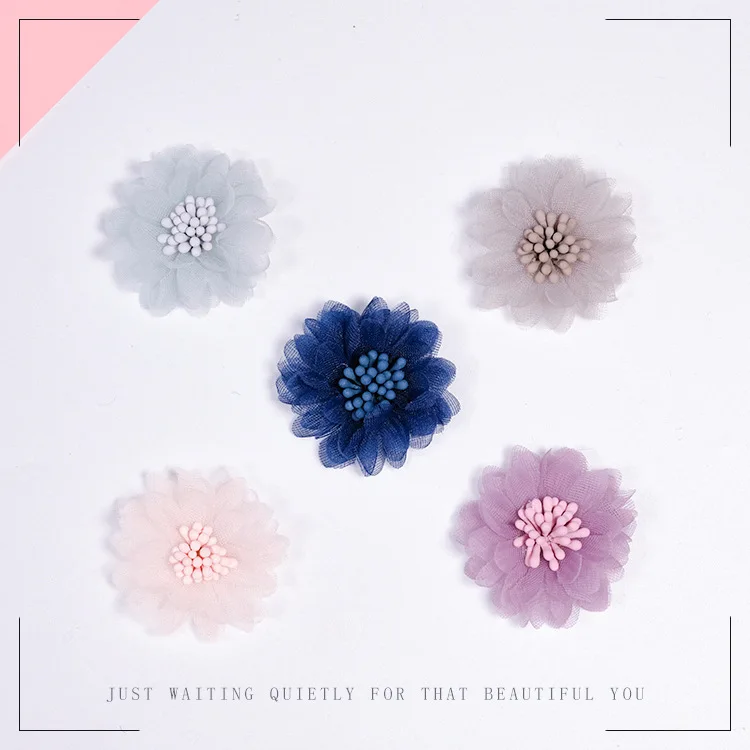 

20pcs/lot Artificial daisy flowers patches for clothing DIY sew on fairy parches Embroidery fabric flower for dresses bag hats