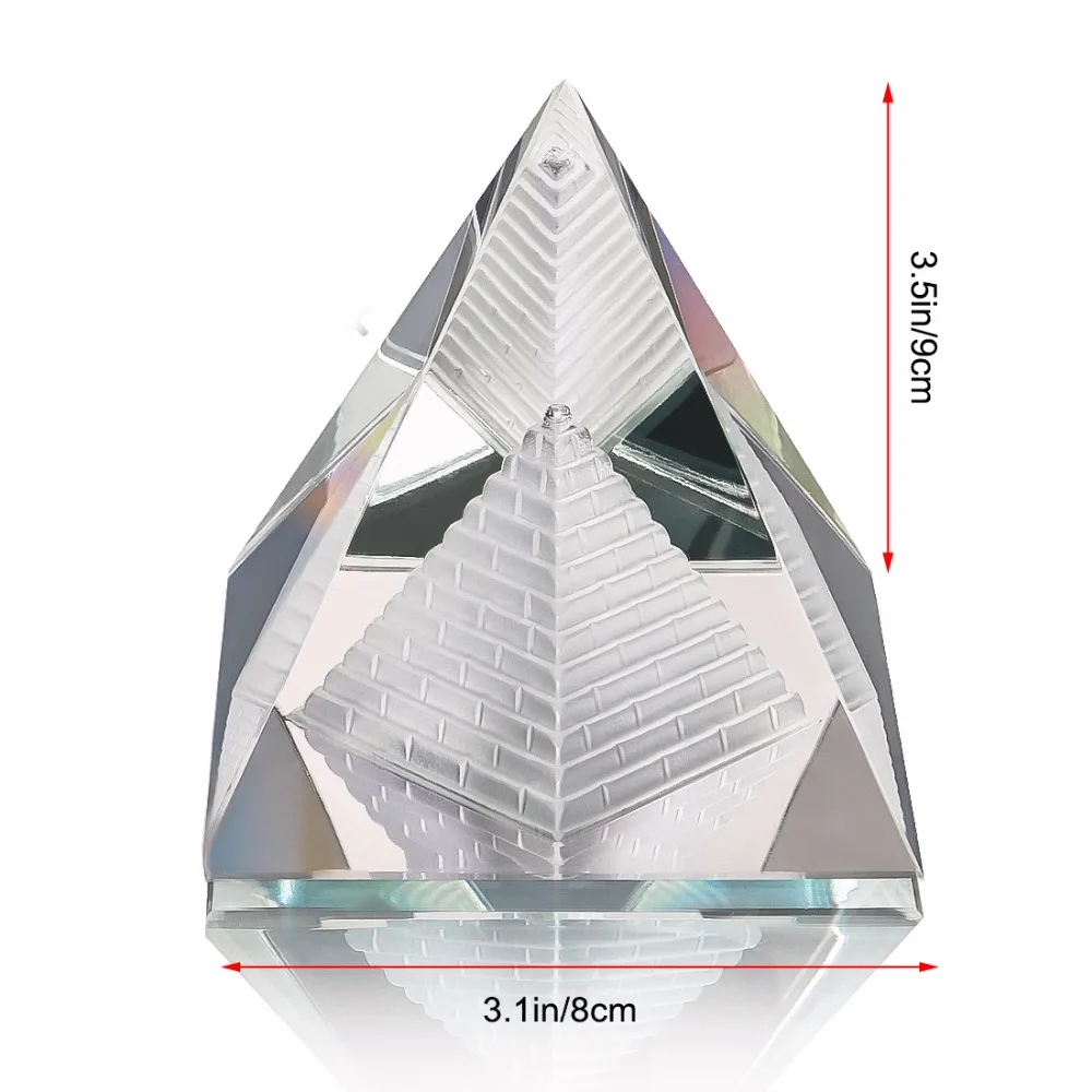 H& D 3,5 ''Египетский натуральный многоцветный Кристалл Пирамида домашний стол Декор подарок декор для гостиной хрустальный орнамент ремесло