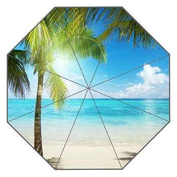 

New Custom Beach Artwork Umbrella Sunny and Rainy Sunscreen Anti-uv Umbrella #QAZ098K